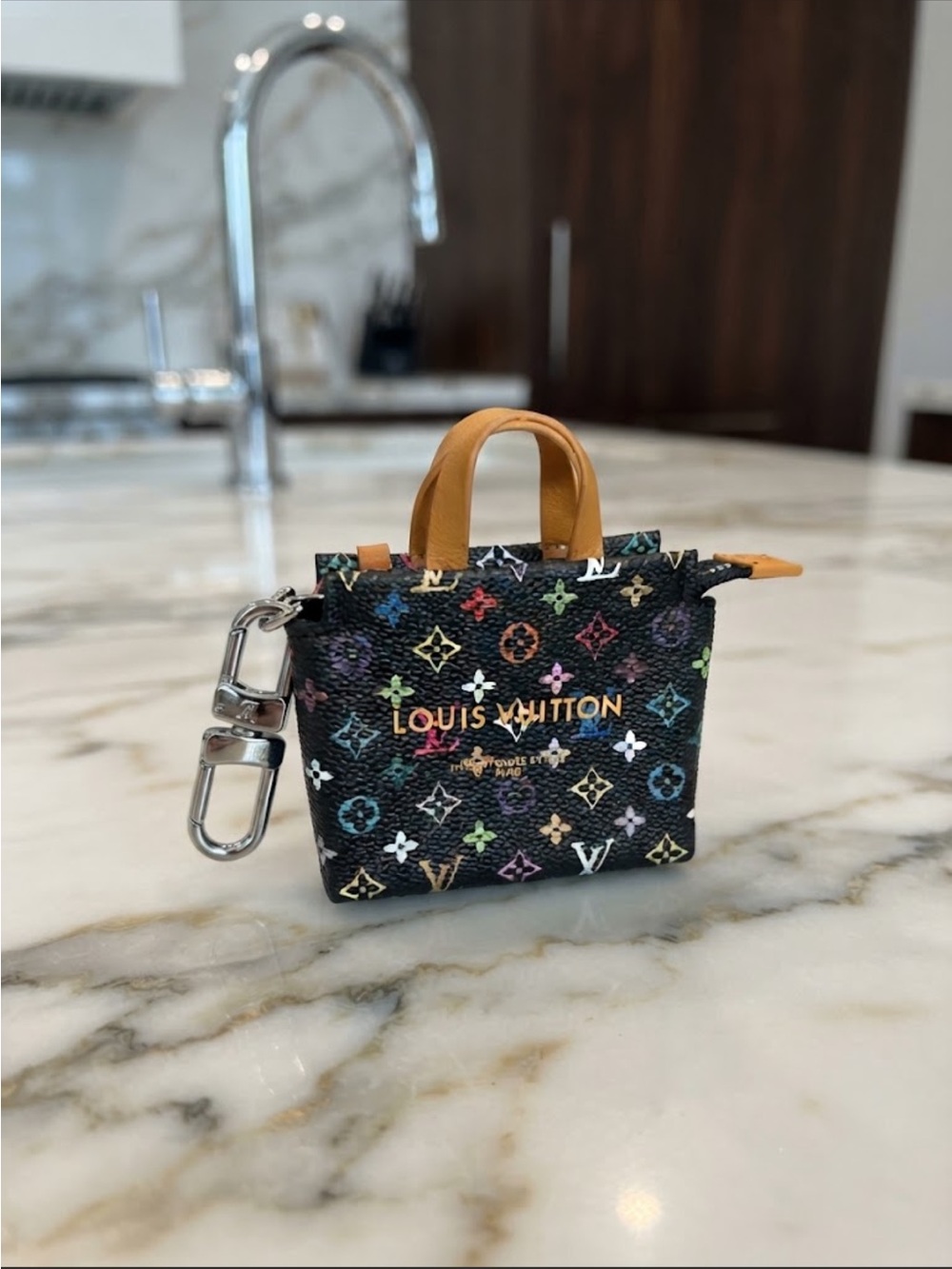 Black Multicolor Monogram Mini Tote Key/Bag Charm